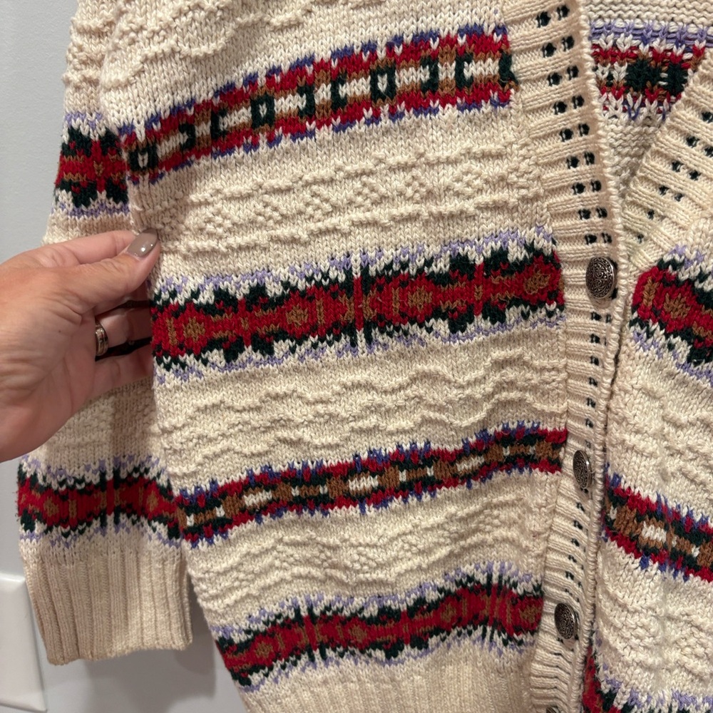 Cozy Striped Cardigan - Cream, Red, Purple bushwacker - Picture 5 of 6